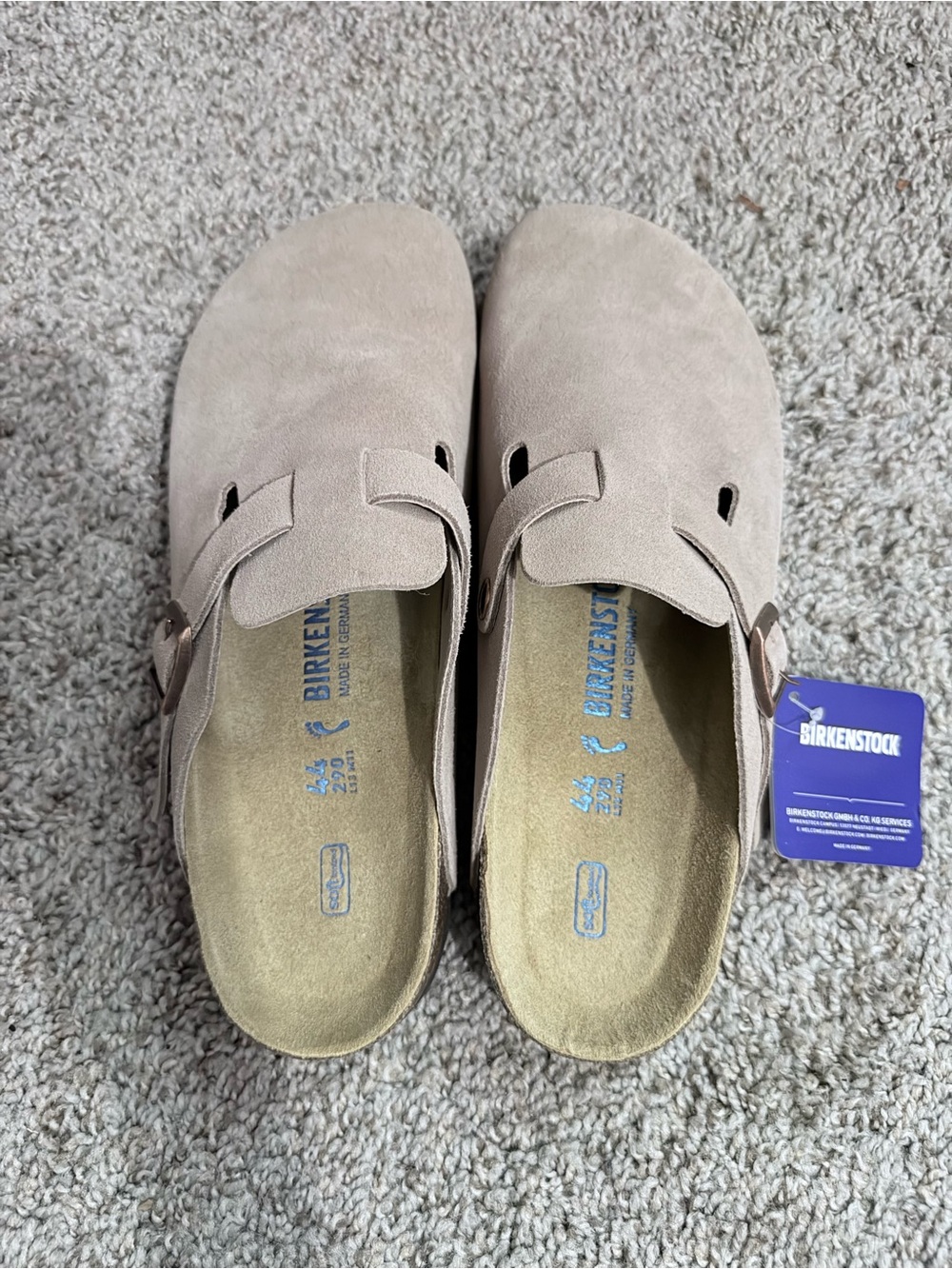 Birkenstock Women's Taupe Suede Clogs with Buckle